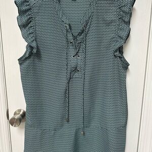 Michael Kors Black and Teal Patterned Top